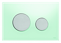 Панель смыва с двумя клавишами стеклянная TECEloop, стекло зеленое, клавиши хром матовый