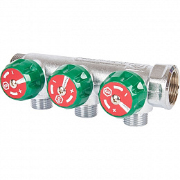 STOUT Коллектор регулирующий 3/4" , 3 отвода 1/2"ЕК