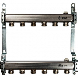 Коллектор из нержавеющей стали STOUT 1"/3/4"x6 вых.