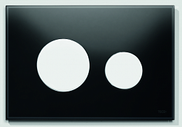 Панель смыва с двумя клавишами стеклянная TECEloop, стекло черное, клавиши белые