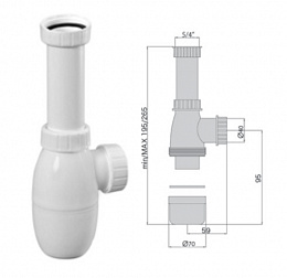 Сифон для мойки с накидной гайкой 6/4", M0437
