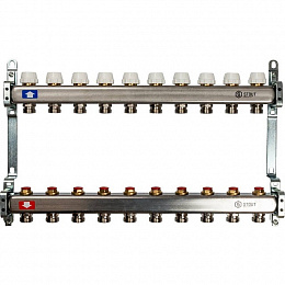 Коллектор из нержавеющей стали STOUT с вентилями 1"/3/4"x10 вых.