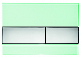 Панель смыва с двумя клавишами стеклянная TECEsquare, стекло зеленое, клавиши хром глянцевый