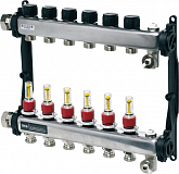 Коллектор стальной для поверхностного отопления 1" х 3/4" в сборе на 5 контуров