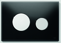 Панель смыва с двумя клавишами стеклянная TECEloop, стекло черное, клавиши хром глянцевый