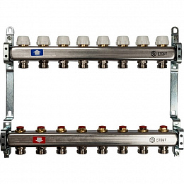 Коллектор из нержавеющей стали STOUT с вентилями 1"/3/4"x8 вых.