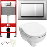 Комплект для подвесного унитаза 9400406.WC1 с панелью смыва TECEbase хром глянец, унитаз TECE V04