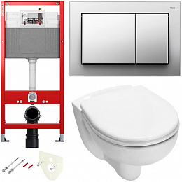 Комплект для подвесного унитаза 9400406.WC1 с панелью смыва TECEbase хром глянец, унитаз TECE V04