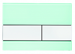 Панель смыва с двумя клавишами стеклянная TECEsquare, стекло зеленое, клавиши белые