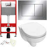 Комплект для подвесного унитаза 9400412.WC1 с панелью смыва TECEnow хром глянец, унитаз TECE V04